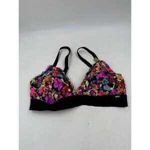 Victorias Secret PINK Multicolor Floral Comfort Bra sz Large Lace Bralette Neon